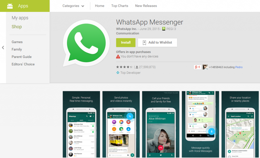whatsapp install without play store