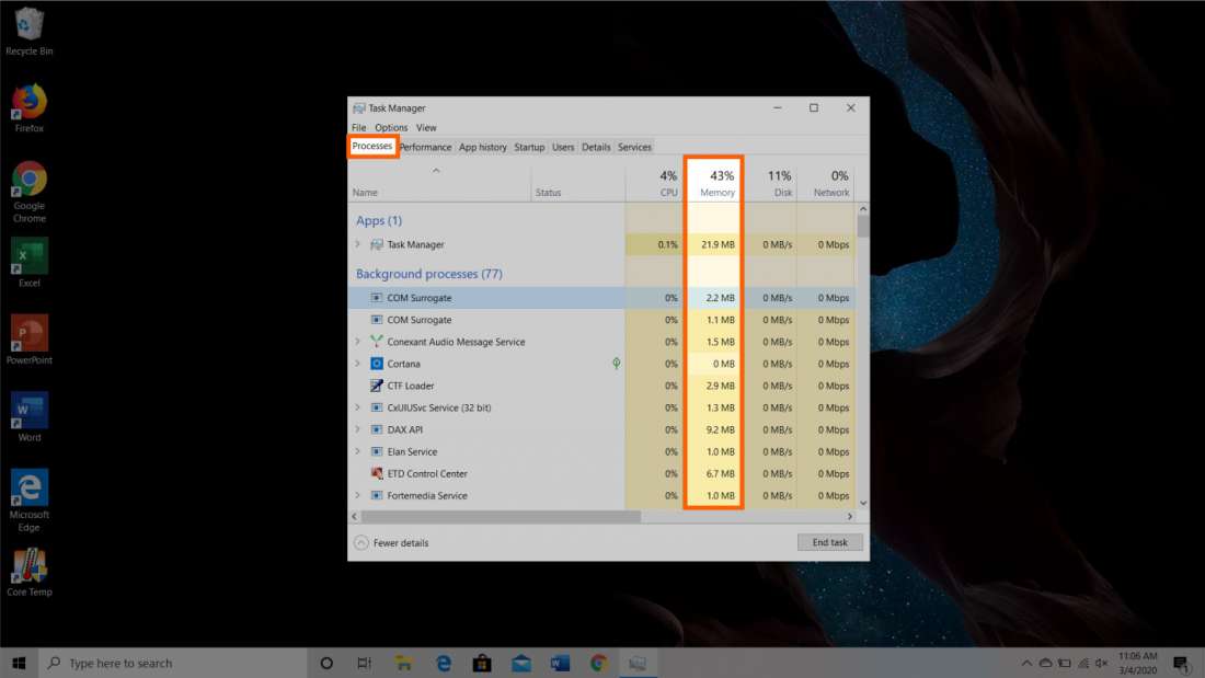 how to clean up ram usage windows 10