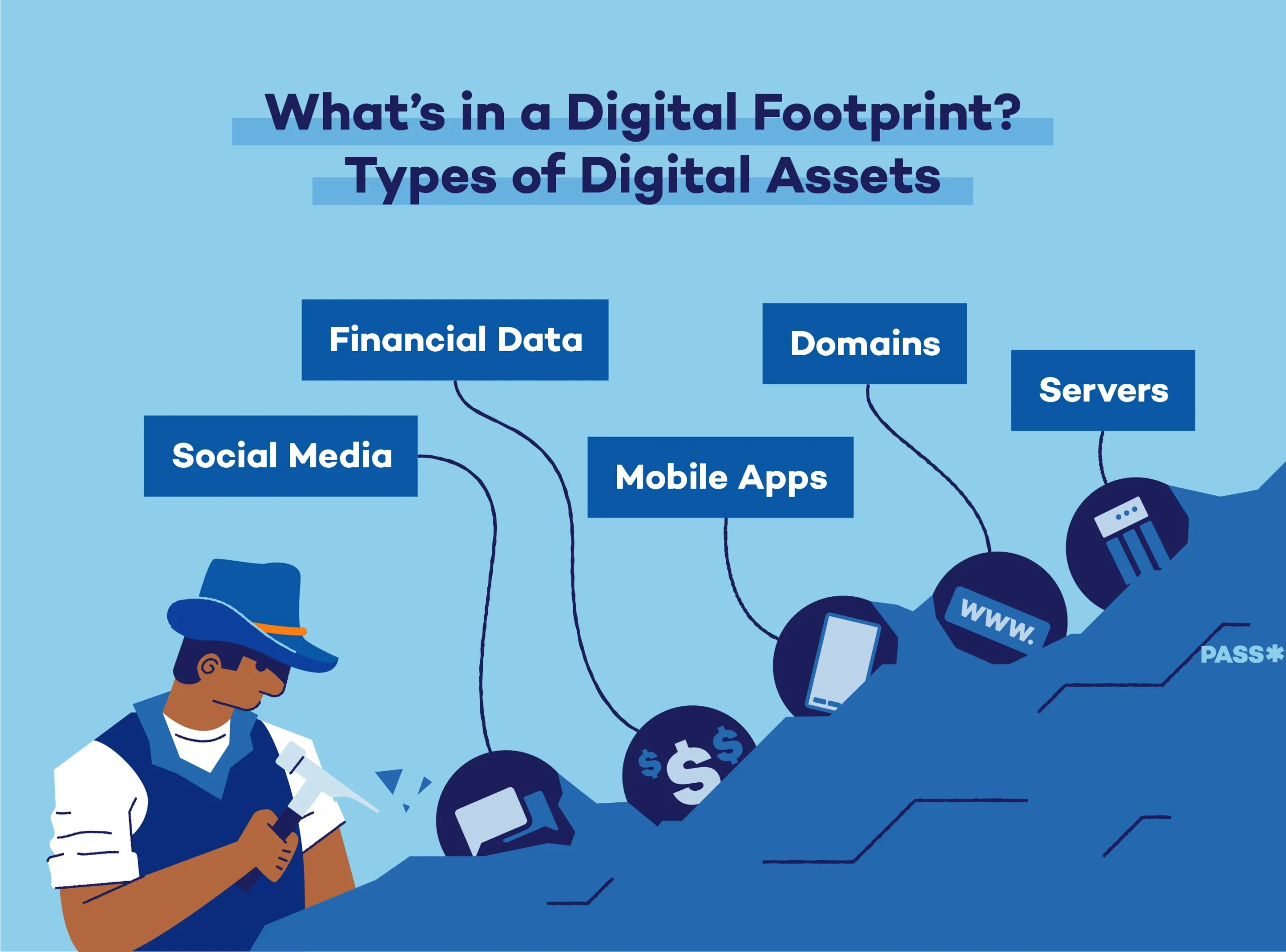 various types of digital assets included in a digital footprint 