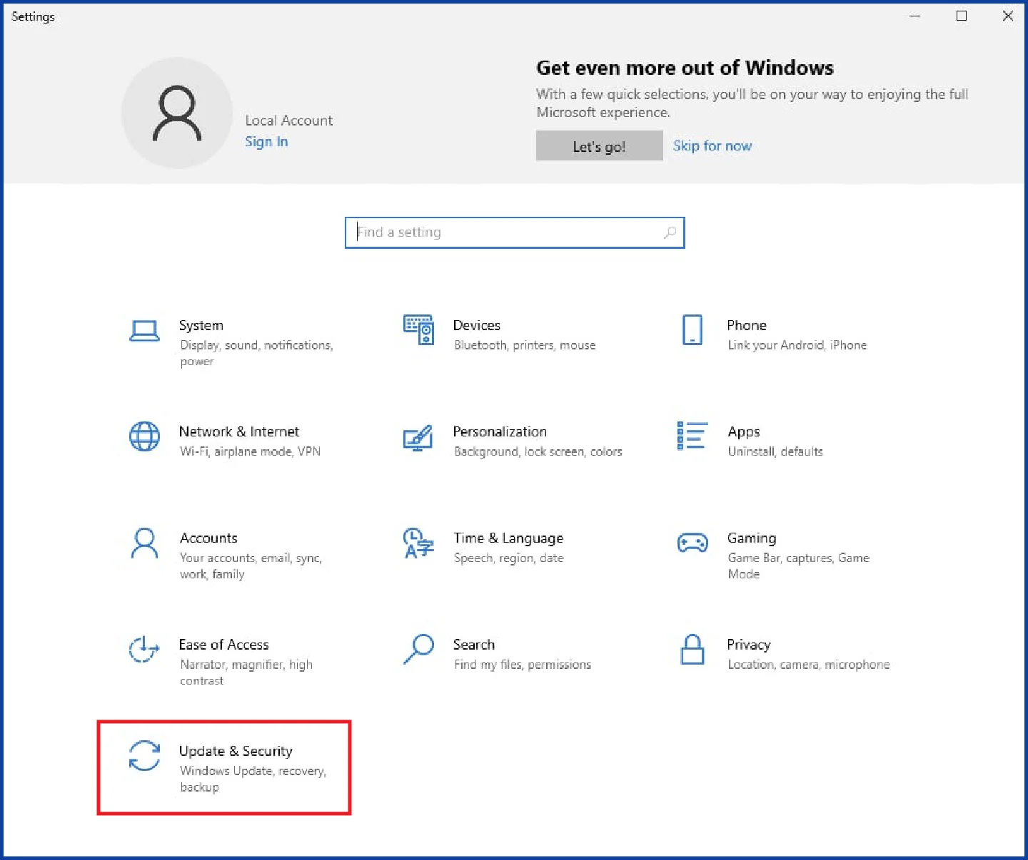 Windows PC settings screenshot