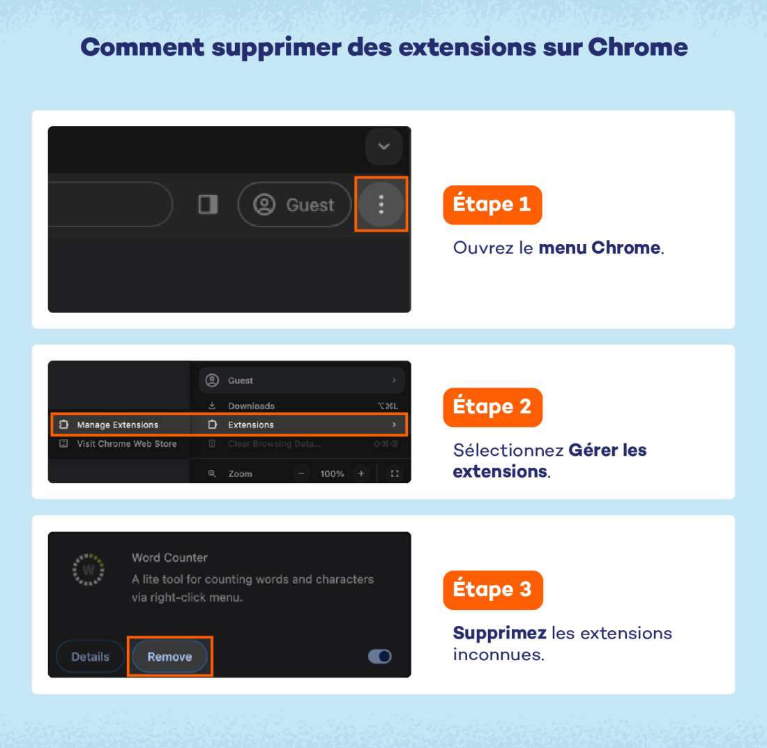 Comment supprimer des extensions sur Chrome