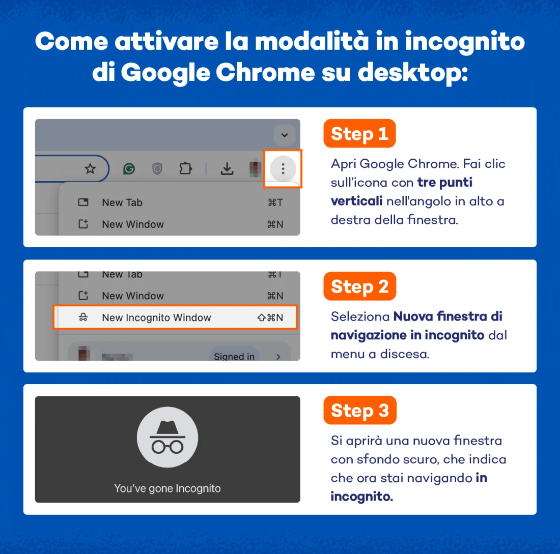 Come attivare la modalità in incognito di Google Chrome su desktop