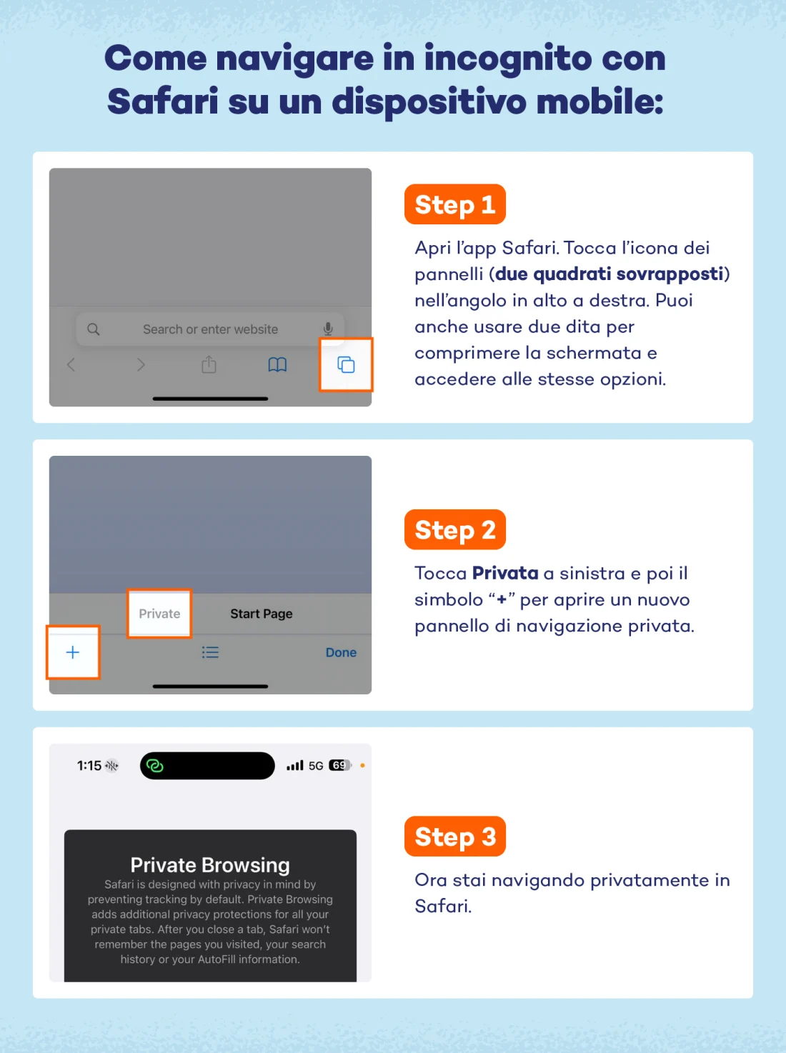 Come navigare in incognito con Safari su un dispositivo mobile