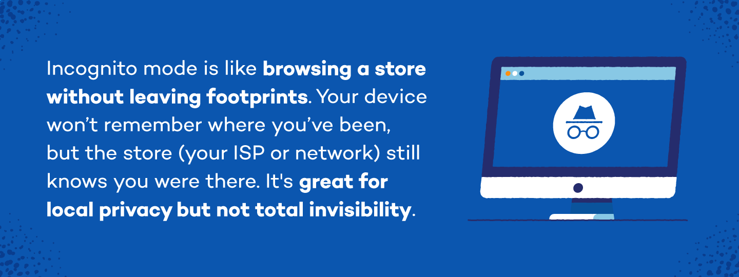 Il modo in incognito impedisce al dispositivo di salvare la cronologia, ma la rete e l’ISP possono vedere la tua presenza.